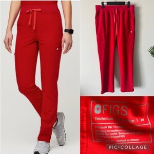 FIGS Yola High Waisted Skinny Scrub Pants Bright Vivid Red Medium